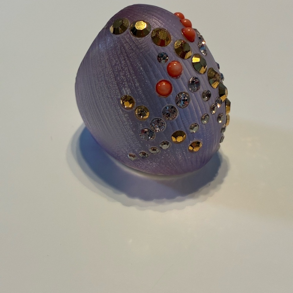 Alexis Bittar style purple lucite ring with Gem Accents